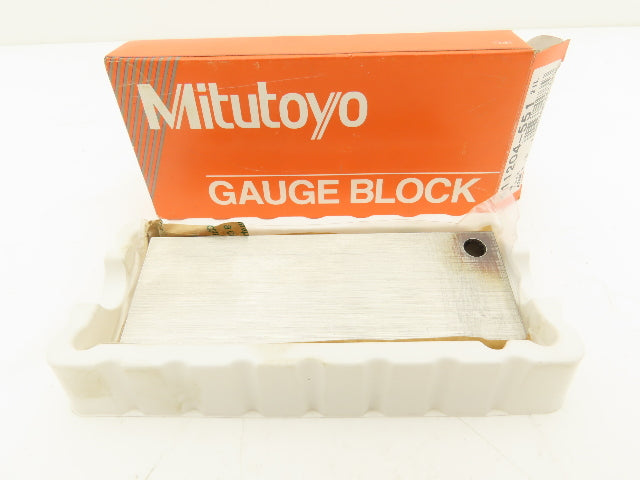 Mitutoyo 611204-551 Steel Rectangular Gage Block 4.000" Grade AS-2 w/Drill Hole