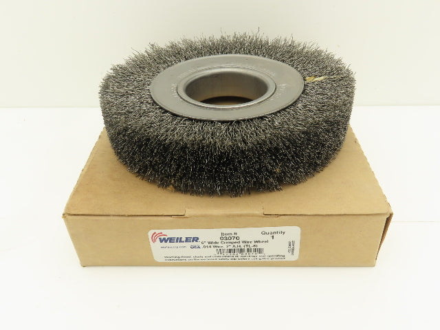 Weiler 03070 Crimped Wire Wheel 6" Dia .014 Steel Fill 2" Arbor Wide Face