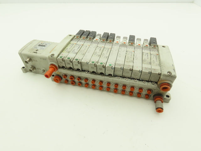 SMC EX250-SDN1 12-Station DeviceNet Manifold 12 Solenoid Valves 24VDC