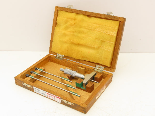 Mitutoyo 129-127 Depth Micrometer 0-4" Range with 4 Rods 2.5" Base DMC 2.5-4"
