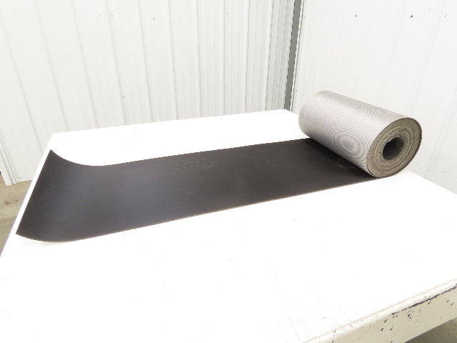 15.5"W x 35' Grooved Rubber Conveyor Belt 2-Ply Black Ribbed 35' Length