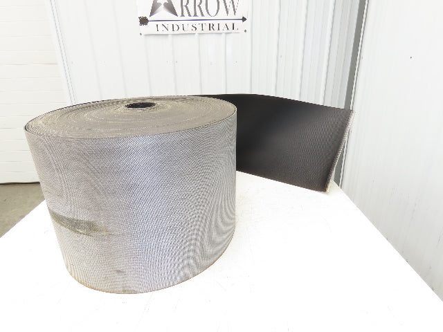 15.5"W x 290' Grooved Rubber Conveyor Belt 2-Ply Black Ribbed 290' Length