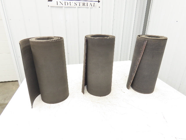 16"W Fabric Conveyor Belt Gray 1/8"Thick 32' 6" Total Length Mixed Lot of 3pcs