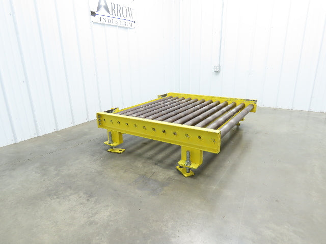54"W x 48"L 2.5" Gravity Roller Pallet Conveyor 50"BF End Stop Section 11-15"H