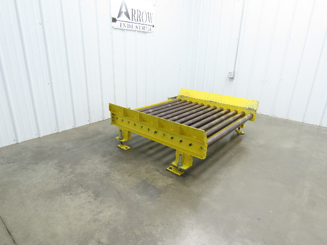 54"W x 48"L 2.5" Gravity Roller Pallet Conveyor 50"BF End Stop w/Sides 11-15"H