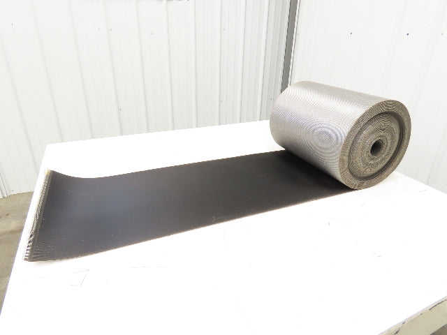 15.5"W x 89' 7" Grooved Conveyor Belt 2-Ply Black Ribbed PVC Rubber Grip Top