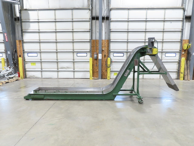 Livonia 20"W x 16' 10" Magnetic Incline Chip Conveyor 97" Infeed 12"Discharge