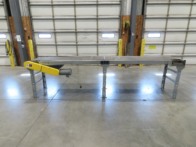 25"x 12' Slider Bed Conveyor 20"Belt 115V End Drive 65FPM Galvanized 32"-38"H