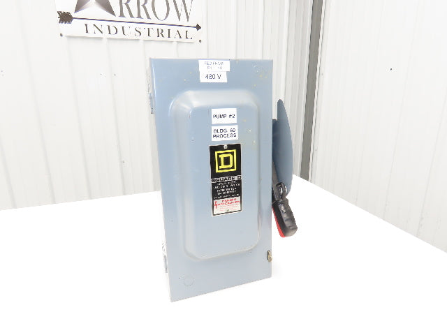 Square D HU362 Safety Disconnect Switch 60A 600VAC 3 Pole Non Fused Ser F1