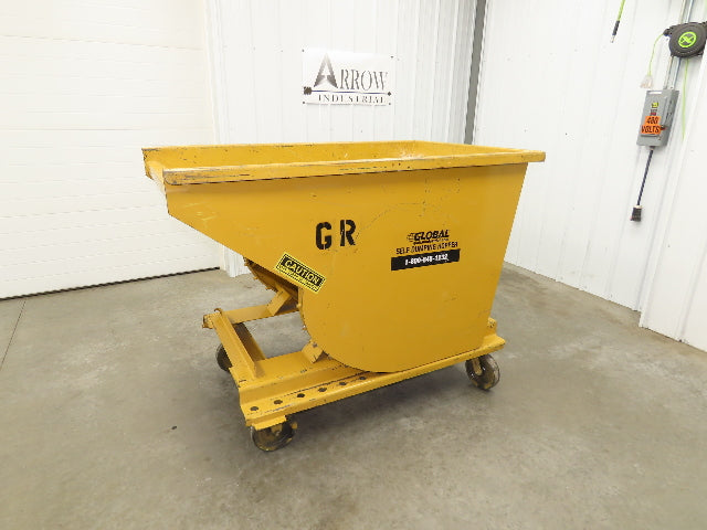 Global 10077 1 YD Self Dumping Hopper 6000lbs Trash Recycling 10g Bin Casters