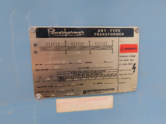 Powerformer 223-3217-120 Power Transformer 45kva 3Ph HV 480 LV 240/120 CT