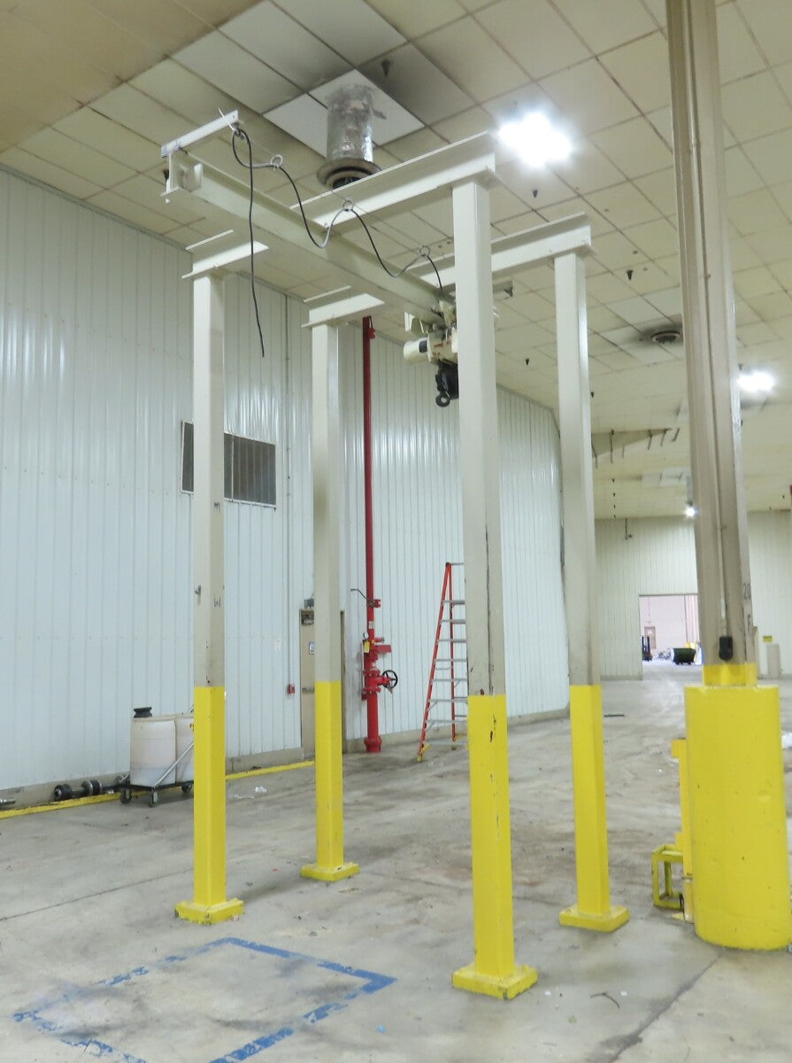 2 Ton Free Standing Fixed Bridge Crane 4'-7' Span 12' 9"HUB Coffing Hoist