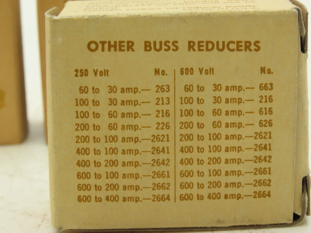 Bussmann 616 Reducer 100 to 60A 600v 2/Box Lot of 4 Boxes