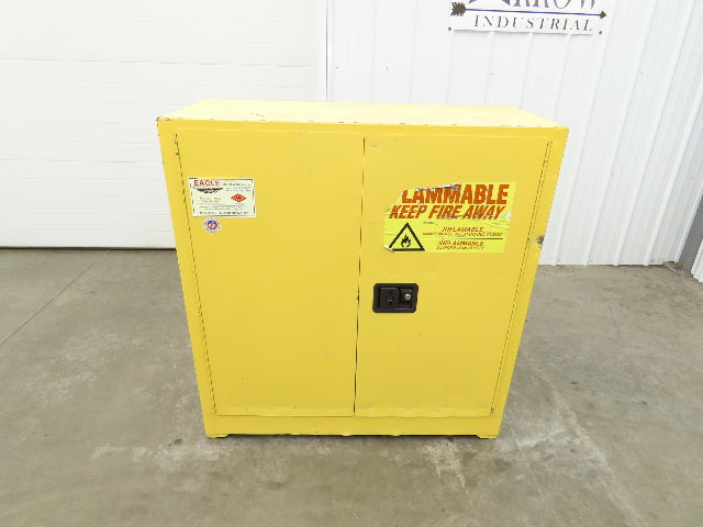 Eagle 1932 Yellow Flammable Safety Cabinet Dual Door 30 Gallon Liquid One Shelf