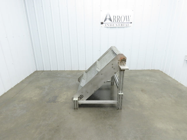 30"W x 45"L MatTop Cleated Plastic Belt Incline Conveyor Aluminum Frame No Drive