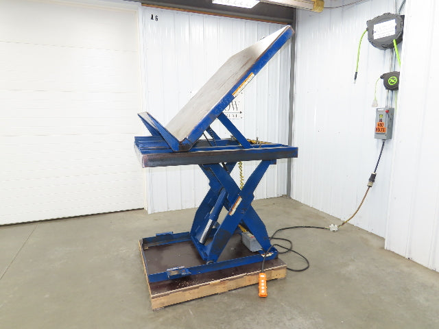 Vestil Hydraulic Lift Table End Tilt 1000lb 48"x48" Top 45° Tilt 36" Travel 460v