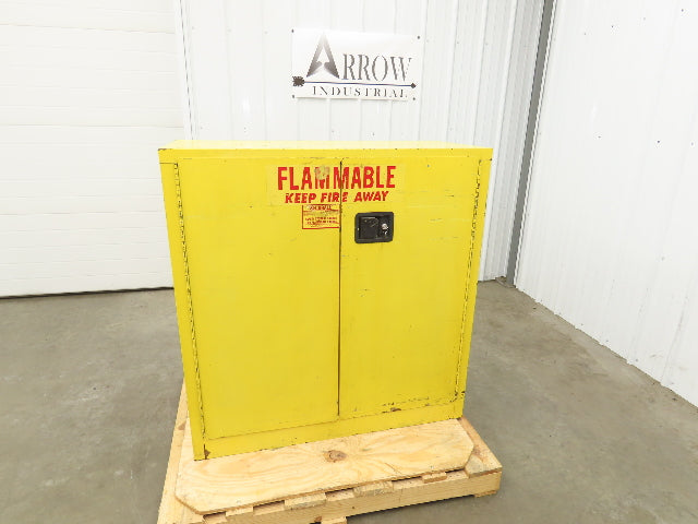 Securall P140 Yellow Flammable Safety Cabinet Dual Door 40 Gallon Liquid