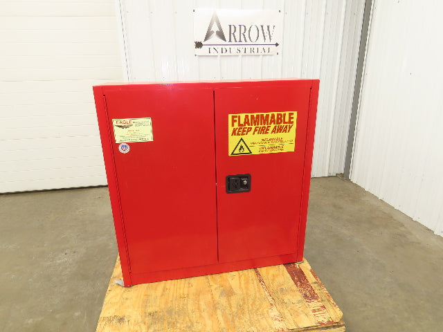 Eagle 1976 Flammable Liquid OSHA Safety Cabinet 24 Gal 2-Door RED 43x12x44"