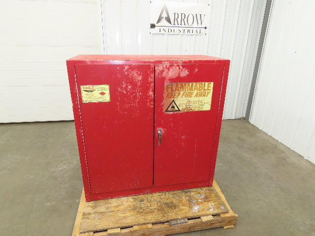 Eagle PI-32 Flammable Liquid OSHA Safety Cabinet 40 Gal 2-Door RED 43x18x44"