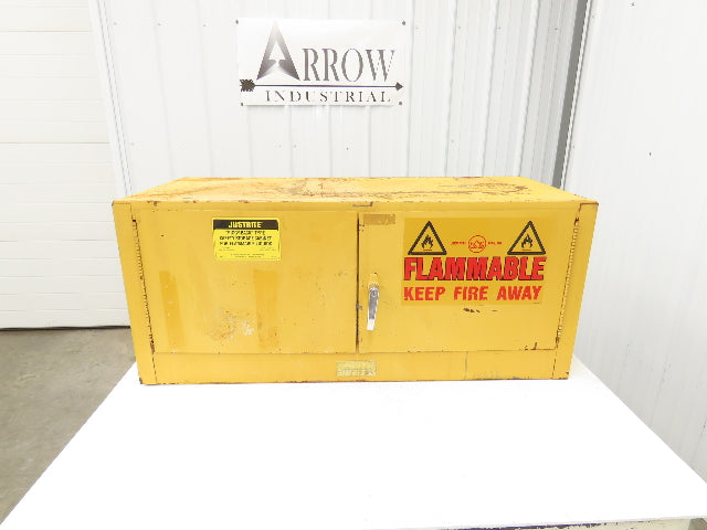 Justrite 25801 Yellow Flammable Safety Cabinet 12-1/2 Gallon Liquid Piggyback