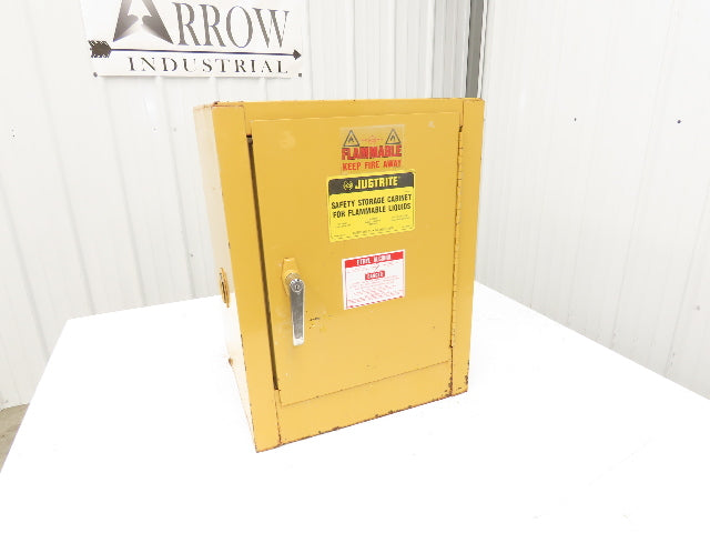 Justrite 25040 Yellow Flammable Cabinet 4 Gallon Capacity Single Shelf