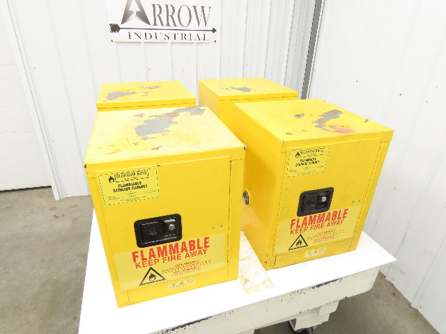 Durham 1004M-50 Yellow Flammable Cabinet 4 Gallon Capacity One Shelf Lot of 4