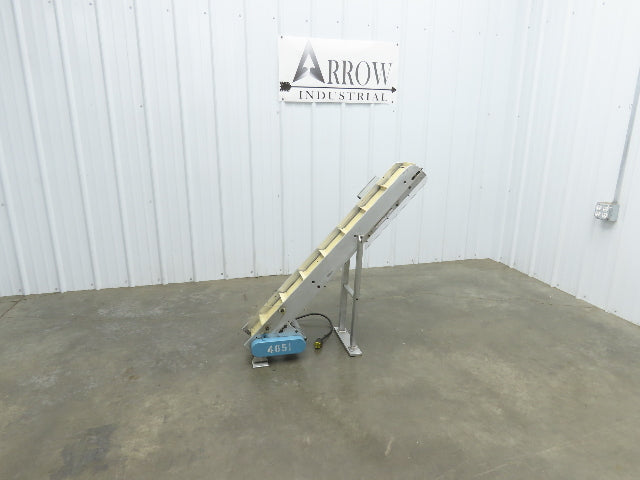 6"x 48"L Incline Parts Conveyor Cleated Belt 150mm 115V 1PH 10 FPM 37"H Aluminum