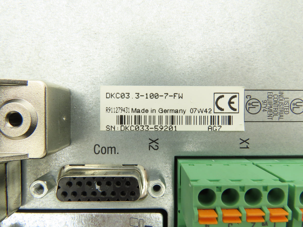 Rexroth R911279431 DKC03.3-100-7-FW ECODRIVE03 Servo Drive 200-480V 3Ph In