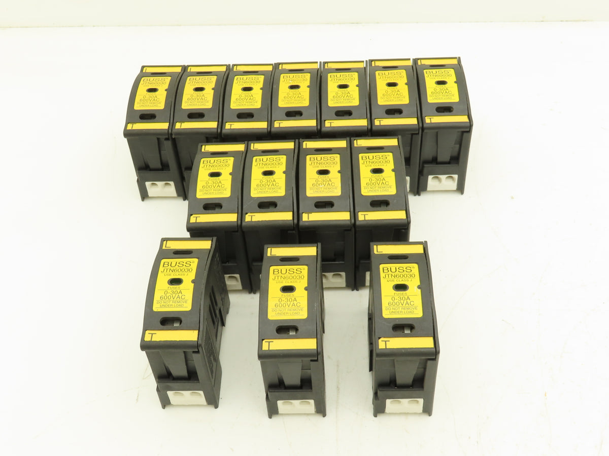 Buss JTN60030 Fuse Holder 30Amp 600V AC/DC 1-Pole Finger Safe Class J Lot of 14