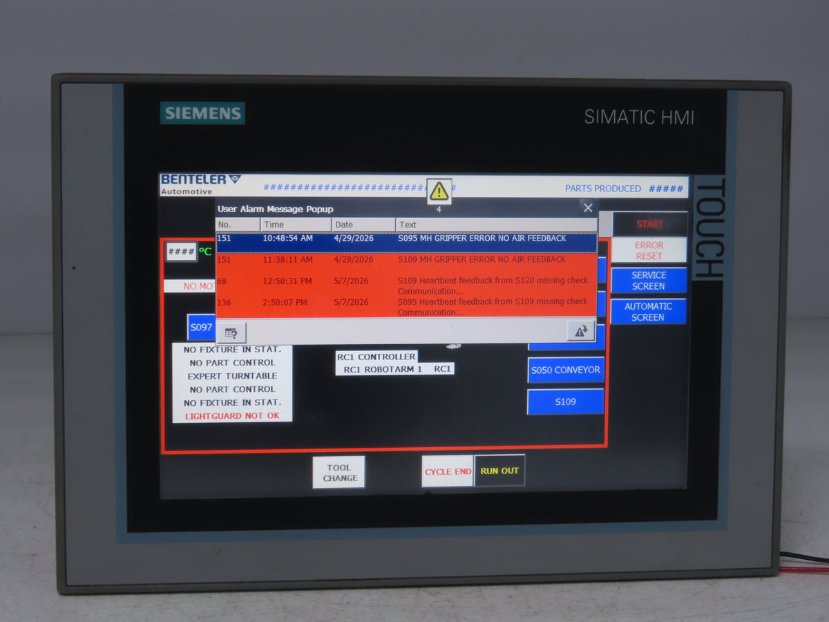 Siemens 6AV2 124-0JC01-0AX0 Simatic HMI Touch Screen TP900 Comfort Panel 24VDC