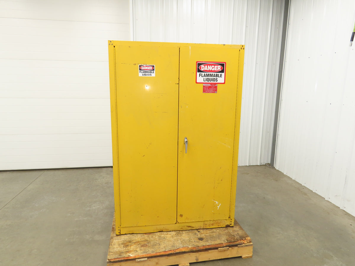 Eagle 1947 Flammable Liquid Safety Cabinet Yellow Dual Door 45 Gal 43x18x66"