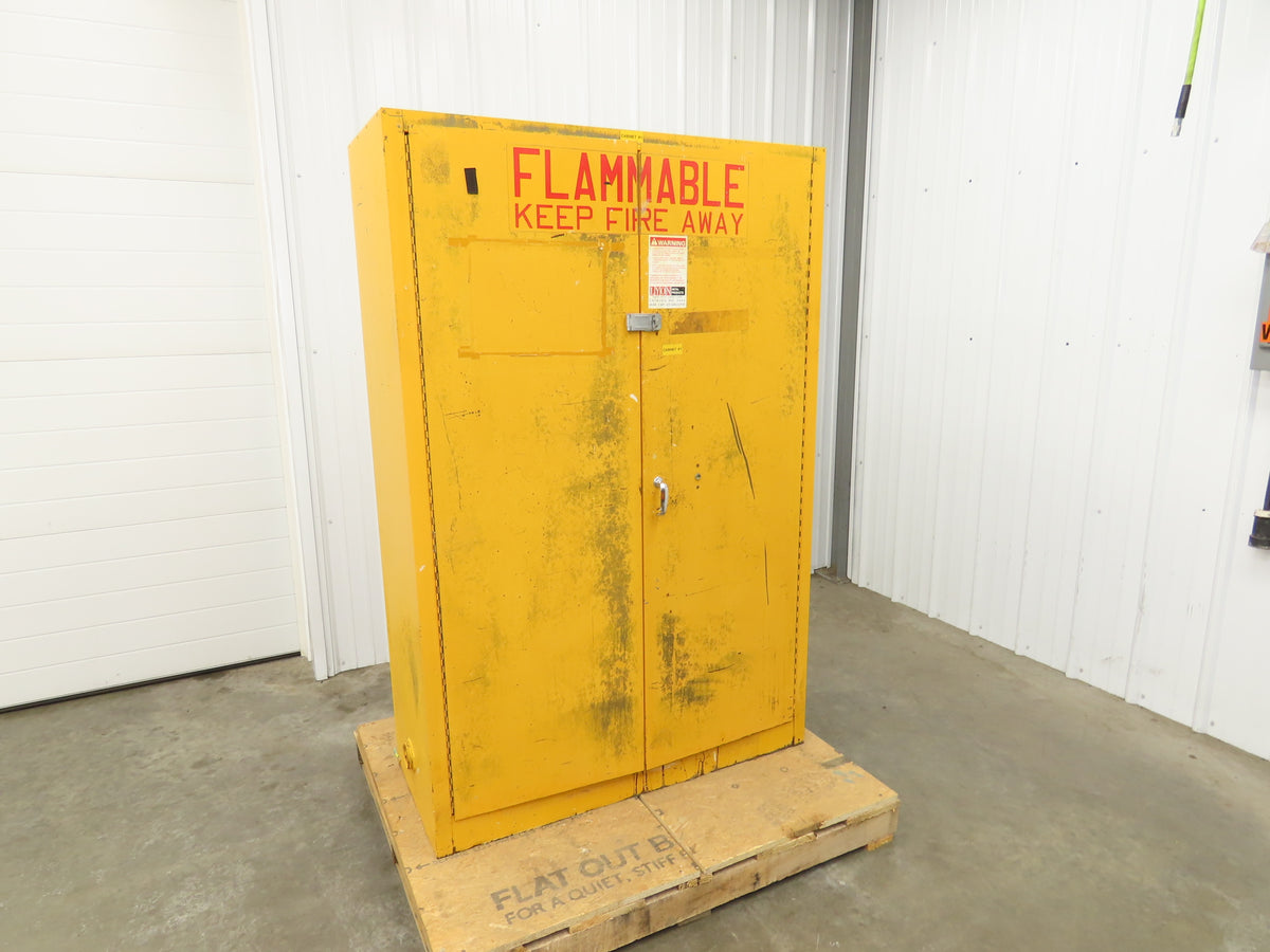 Lyon 5444 Flammable Liquid Safety Cabinet Yellow Dual Door 45 Gal 43x18x66"