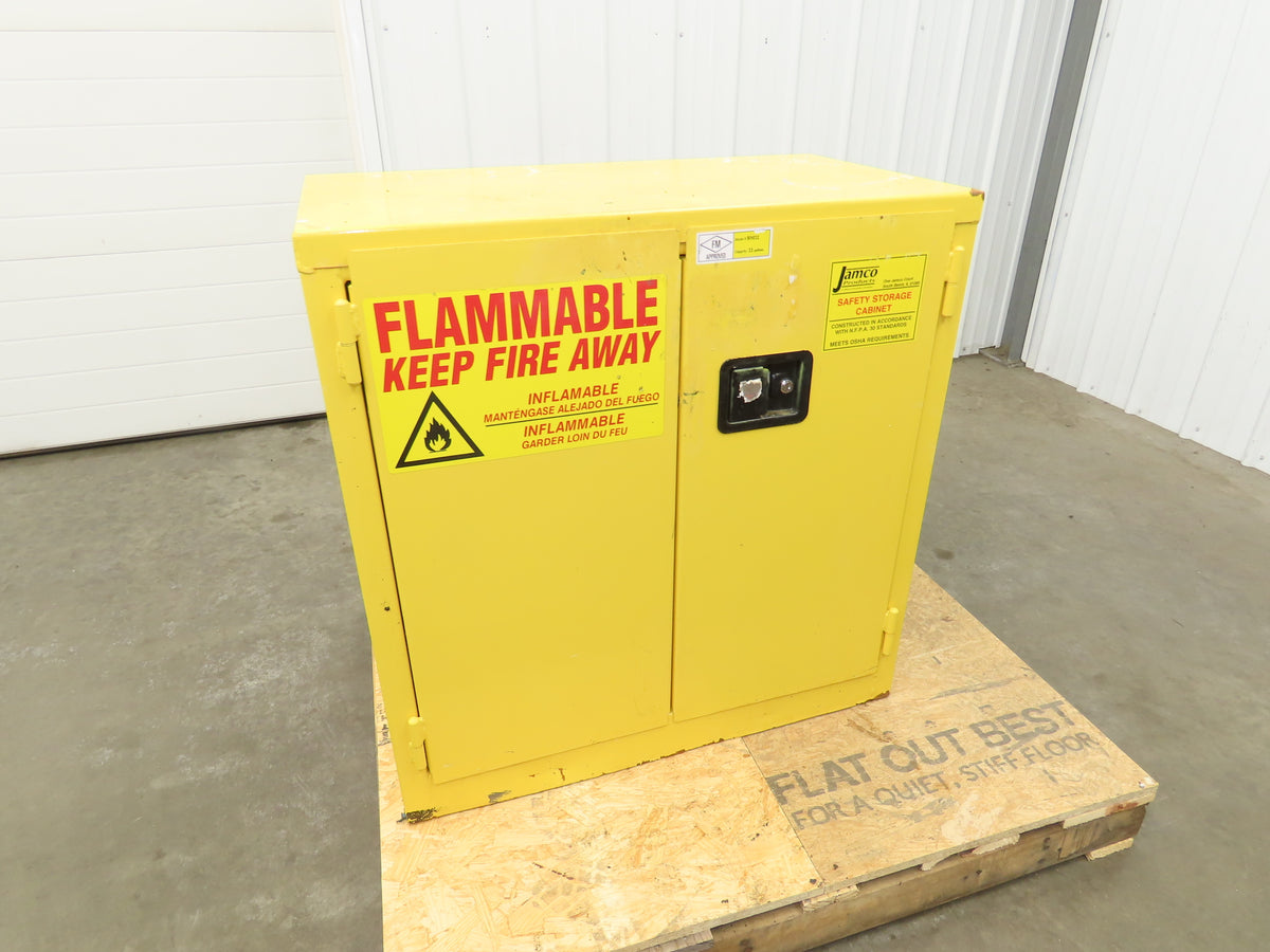 Jamco BM22 Flammable Safety Cabinet 22 Gallon Yellow Flammable Liquid 34x18x35"