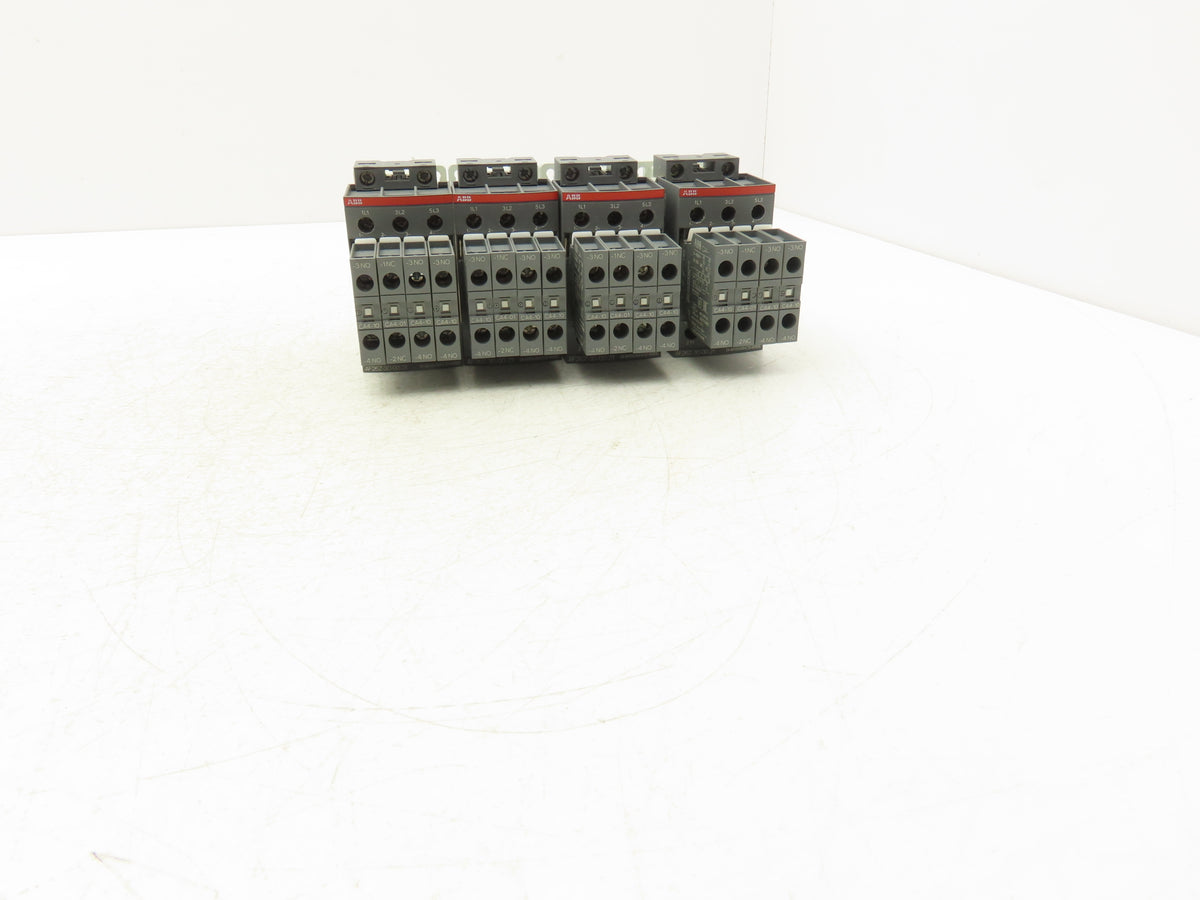 ABB AF26Z-30-00-21 Contactor 26A 3-Pole w/CA4 Side Aux Contacts Lot of 4