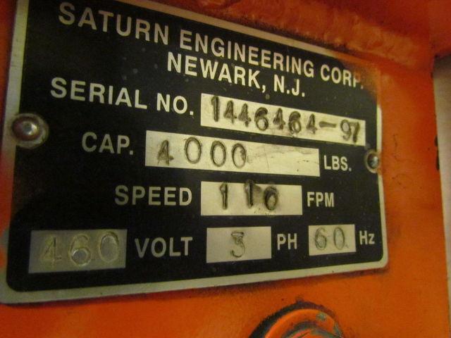 Saturn T-144 Hoist tractor Power Drive trolley 4000LB 2Ton 110FPM 3ph 460V