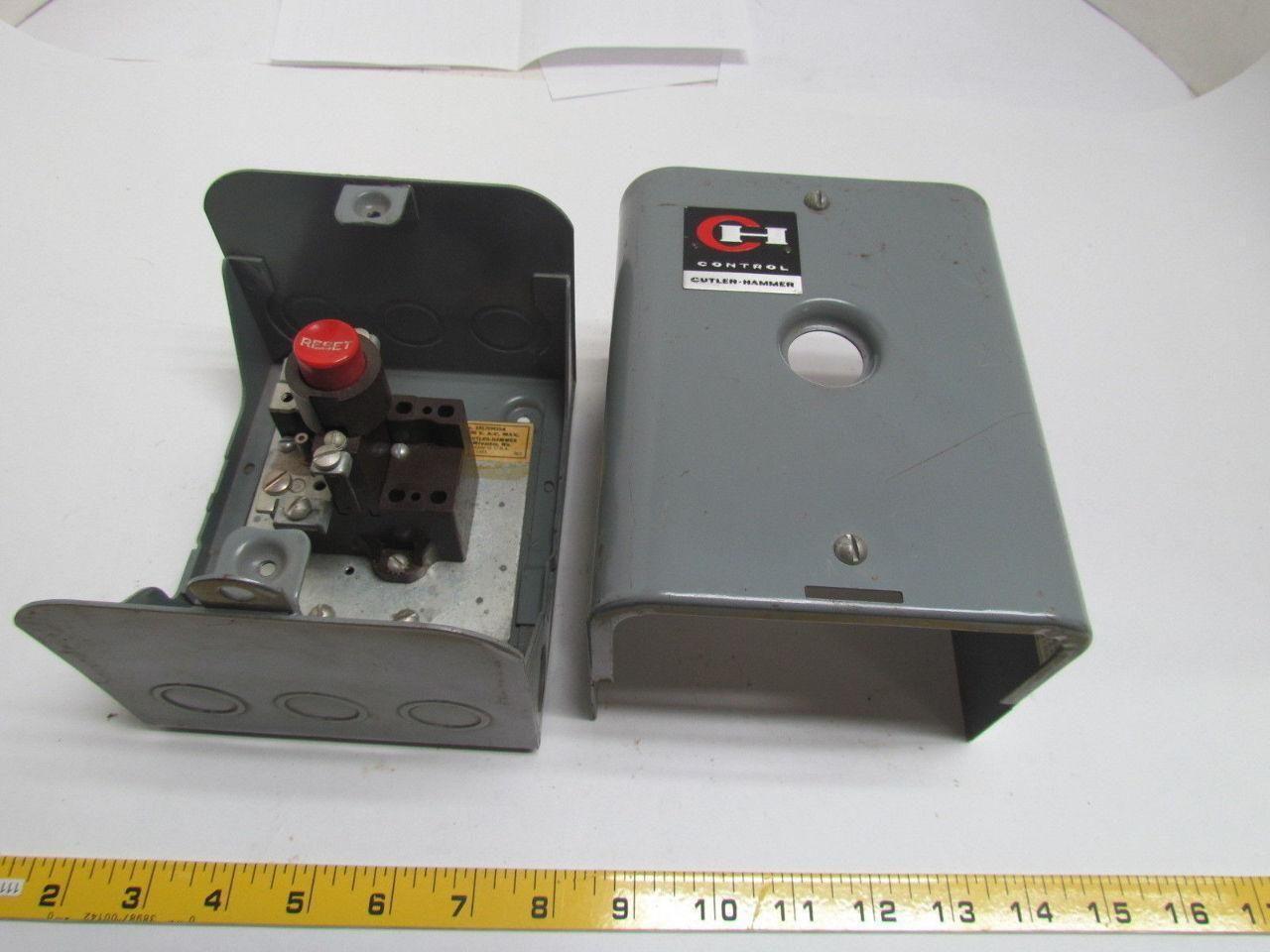 Cutler Hammer 10176 10176H25A Enclosed Overload Relay Reset Switch Single Coil