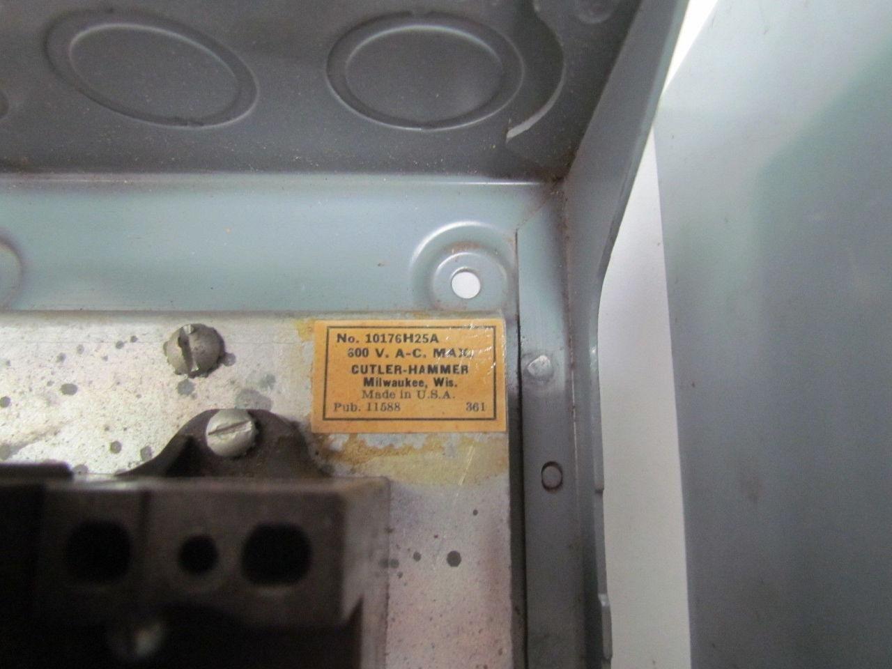 Cutler Hammer 10176 10176H25A Enclosed Overload Relay Reset Switch Single Coil