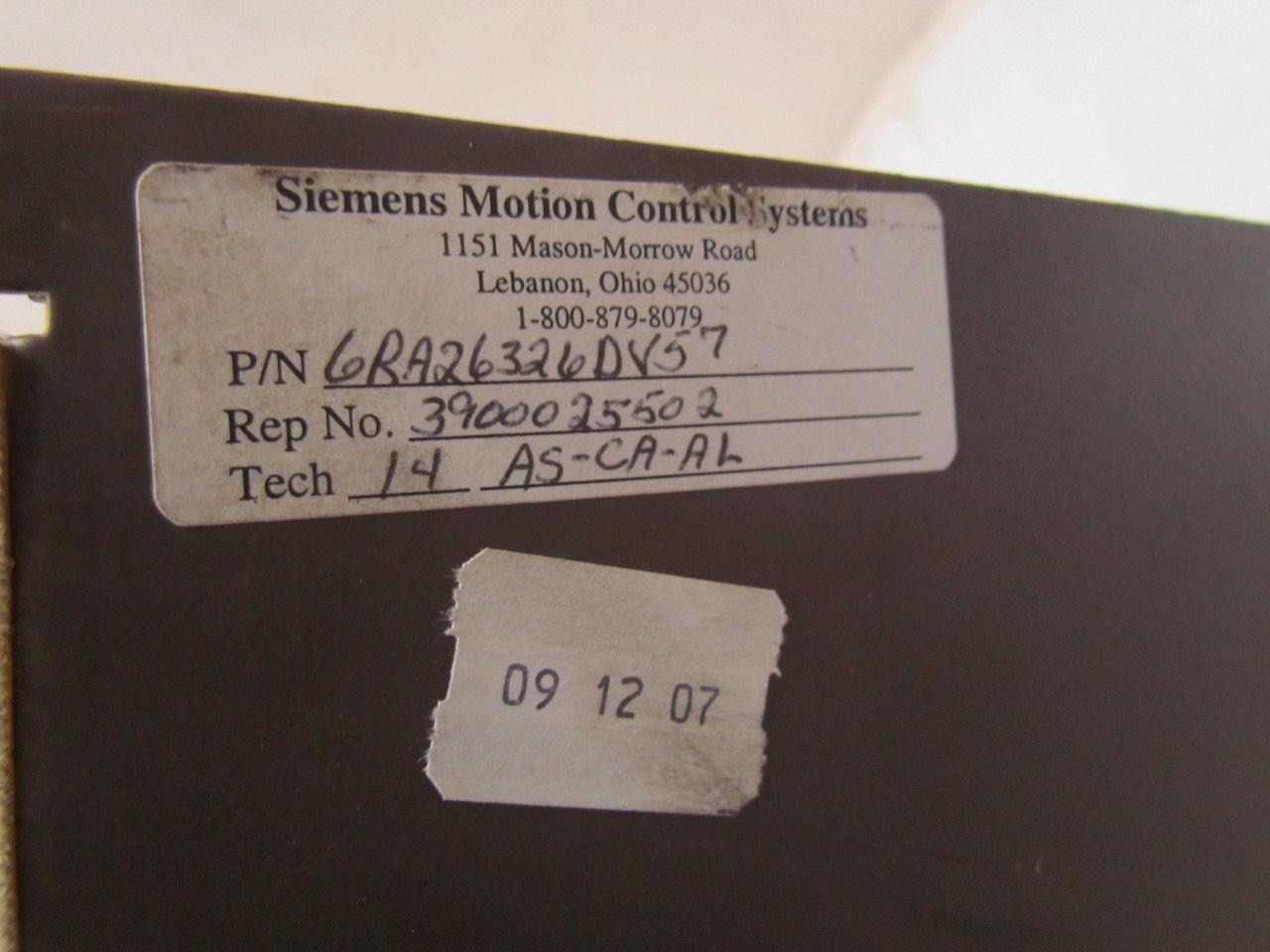 Siemens 6 RA 2632-6DV5.7-0 6RA2632-6DV57-0 DC Drive, Rack Assembly Type D380/130