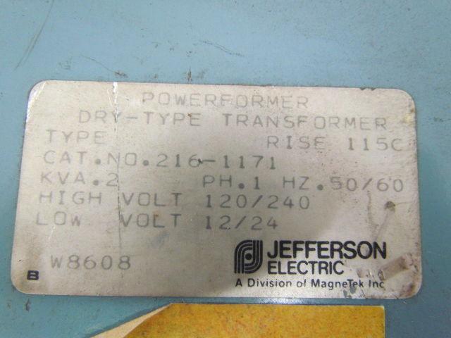 Jefferson Electric 216-1171 PowerFormer Dry-Type Transformer 1 PH 120/240V 2 KVA