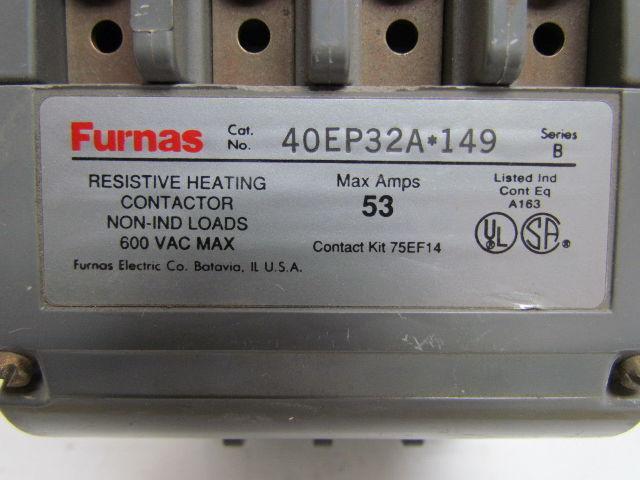 Furnas 40EP32A*149 Resistive Heating Contactor 53 Amp 120V Coil Contact Kit