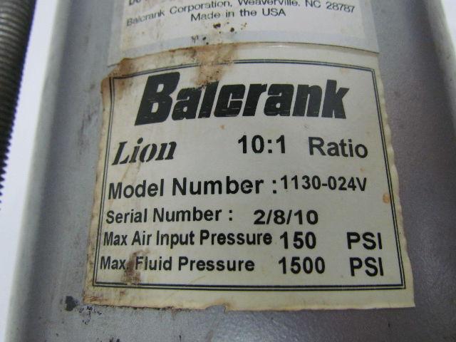 Balcrank Lion HP High Pressure Pneumatic Piston Oil Pump 1500 psi 10:1 1130-024V