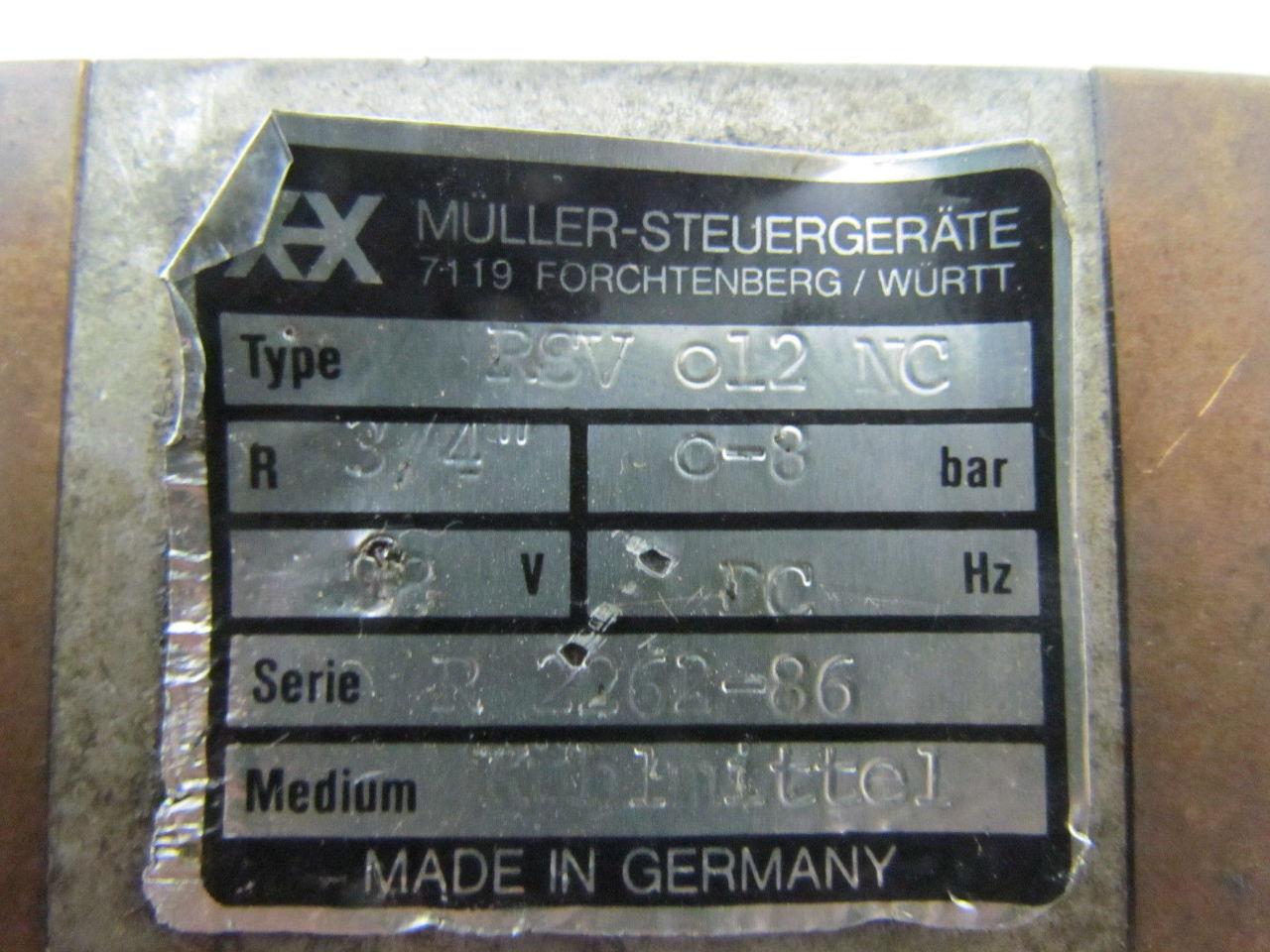 MULLER-Steuergerate RSV O12 NC RSV 12 NC Pneumatic Lateral Valve 3/4" NPT
