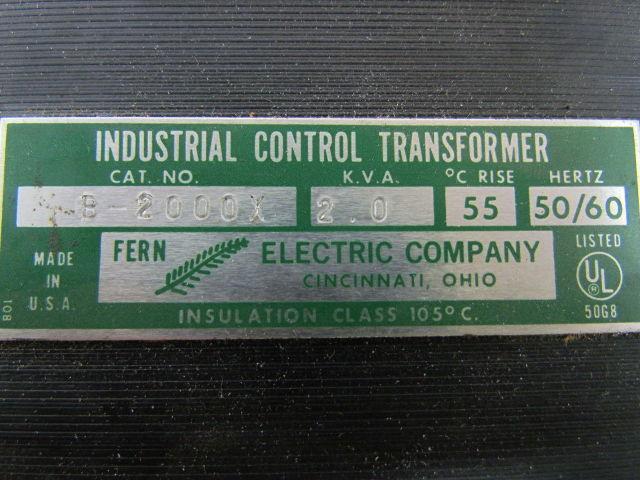Fern Electric B-2000X Industrial Control Transformer 2.0 KVA 230/460V 115V