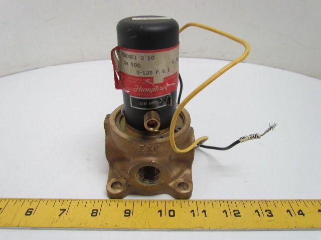 Humphrey 500AE1 3 10 Air Pilot Valve 1/2" NPT 24VDC 0-125 PSI 6.7 Watt