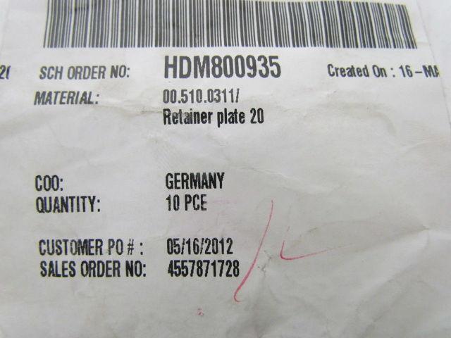 Heidelberg 00-510-0311 Retainer Plate 20 Printing Press Part 10 Pcs Per Lot