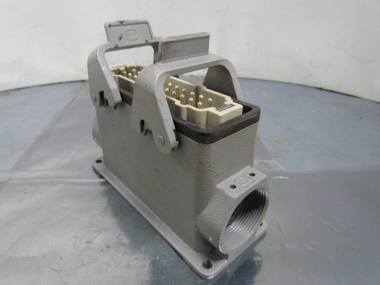 Han 24 E-M 24-Pin Male Connector Plug Aluminum Housing Surface Mount 16A 500V