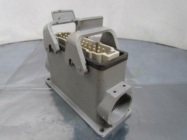 Han 24 E-M 24-Pin Male Connector Plug Aluminum Housing Surface Mount 16A 500V