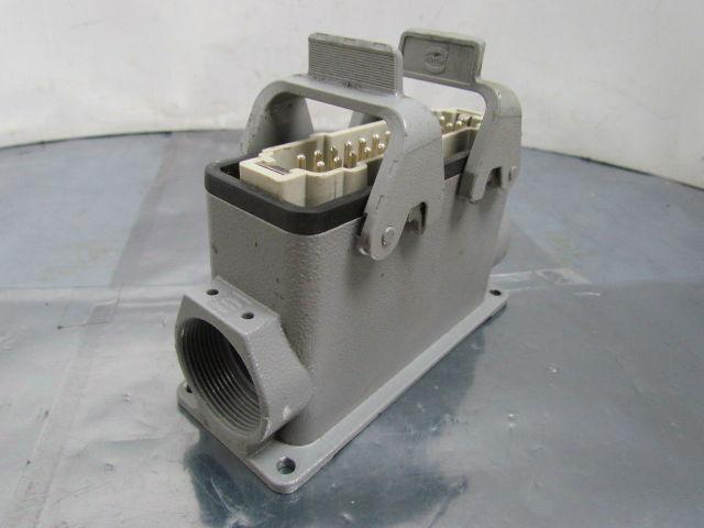 Han 24 E-M 24-Pin Male Connector Plug Aluminum Housing Surface Mount 16A 500V