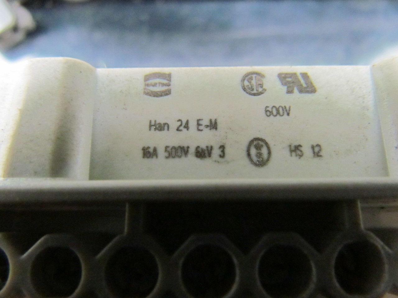 Han 24 E-M 24-Pin Male Connector Plug Aluminum Housing Surface Mount 16A 500V