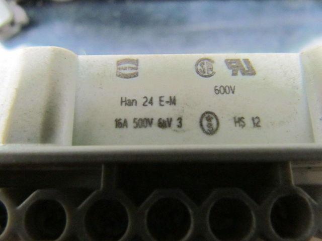 Han 24 E-M 24-Pin Male Connector Plug Aluminum Housing Surface Mount 16A 500V
